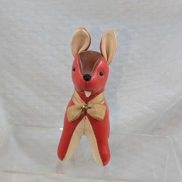 1950's vintage red leather (?) deer MCM Christmas - Picture 2 of 4